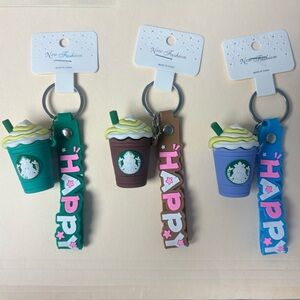 One Starbucks Logo Coffee Cup Silicone Keychain-Pick your color!